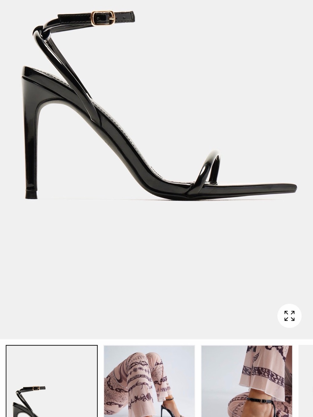 Fashion Nova Black Patent Ankle-Strap Stiletto Sandals